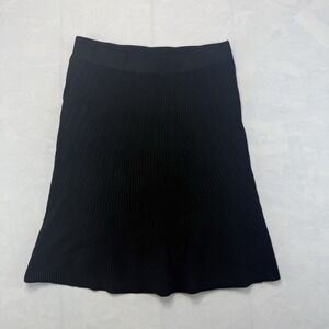 Max Studio Pleated Skirt Womens M Black Knit Stretch A Line